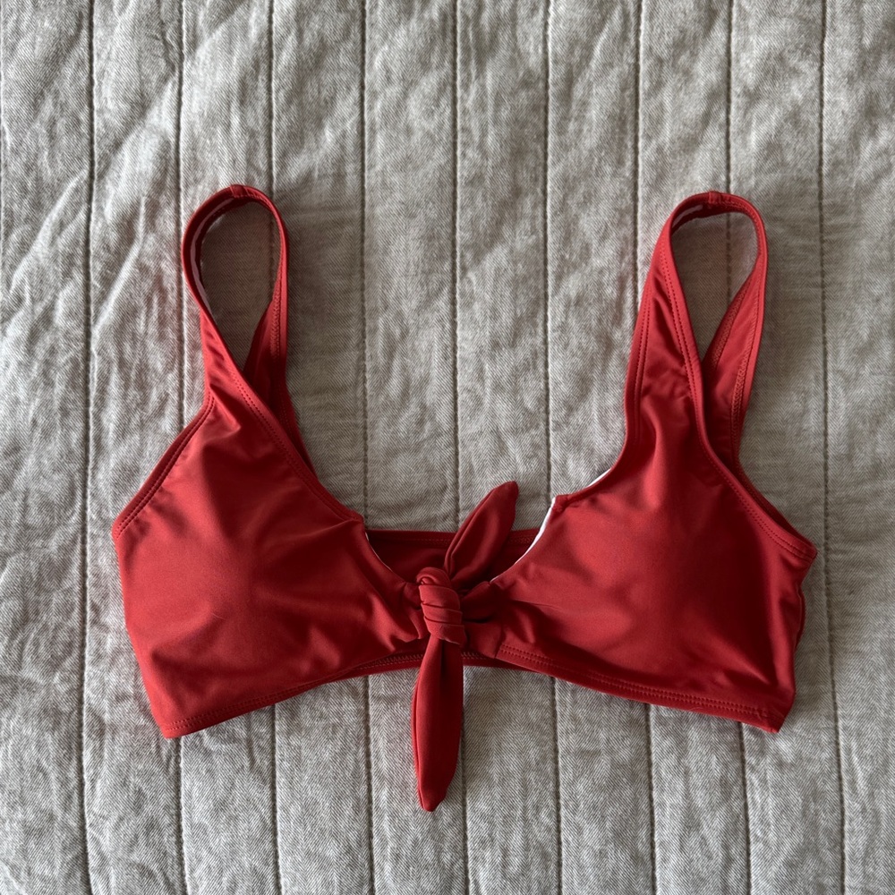 Shein padded Red Tie-Front Bikini Top